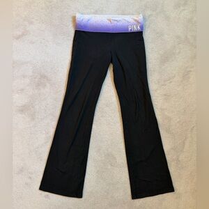 Victorias Secret PINK Y2K bling fold over Yoga pants black leggings 💜